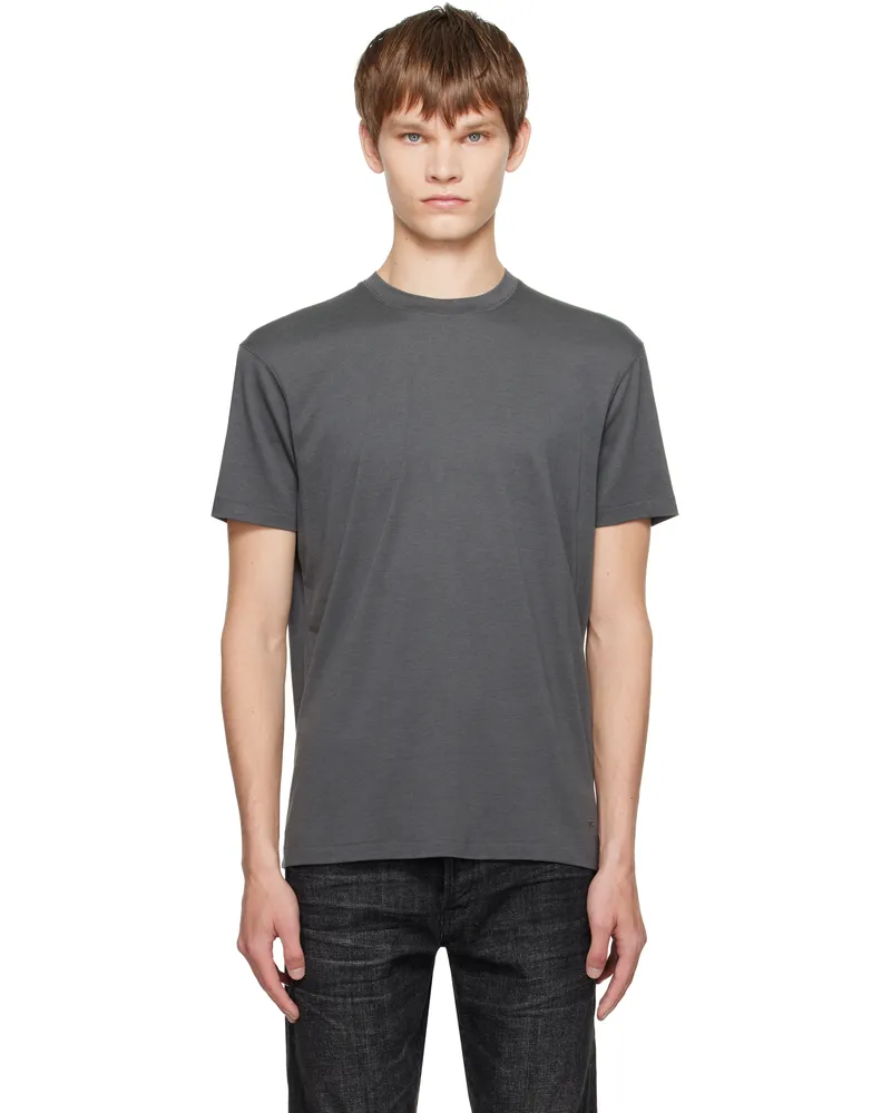 Tom Ford Gray Lyocell Cotton Crewneck T-shirt Hb990dark