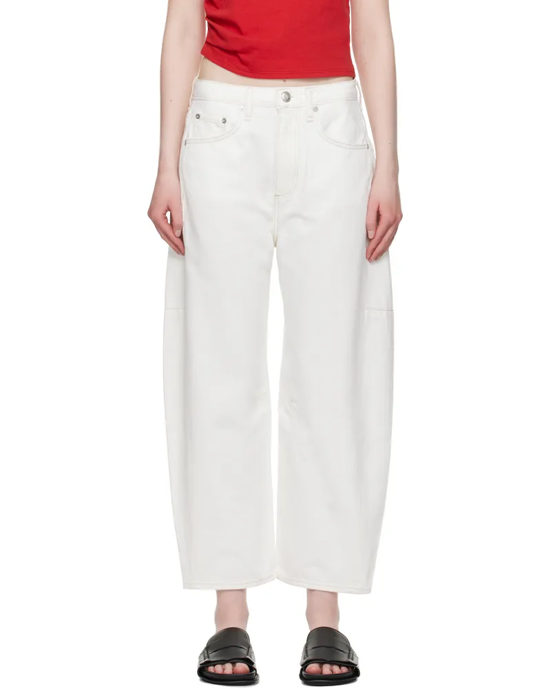 Rag & Bone White Charlie Ankle-Length Barrel Jeans White