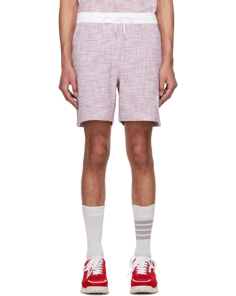 Thom Browne Red & White Cotton Tweed Summer Shorts 960