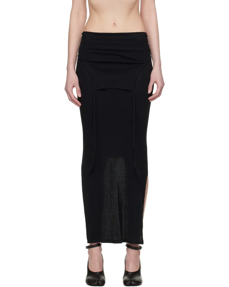 Eckhaus Latta Black Flip Midi Skirt Asphalt