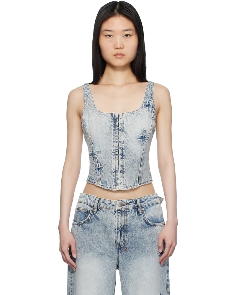 ksubi Blue Gigi Bustier Klassic Kraftwerk Denim Tank Top Denim