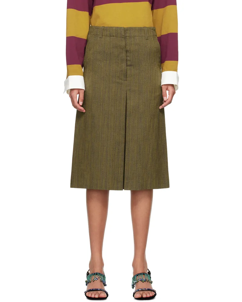 Dries van Noten Brown Pleated Midi Skirt 202