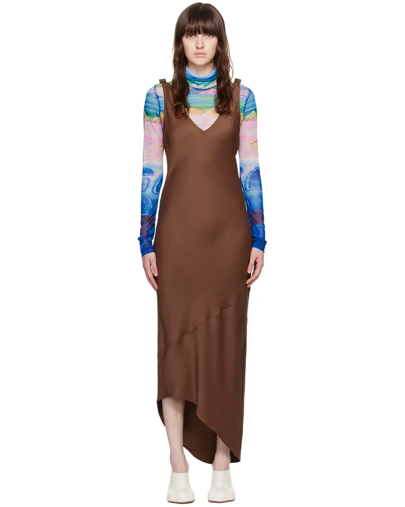 J.W.Anderson Brown V-Neck Midi Dress 600