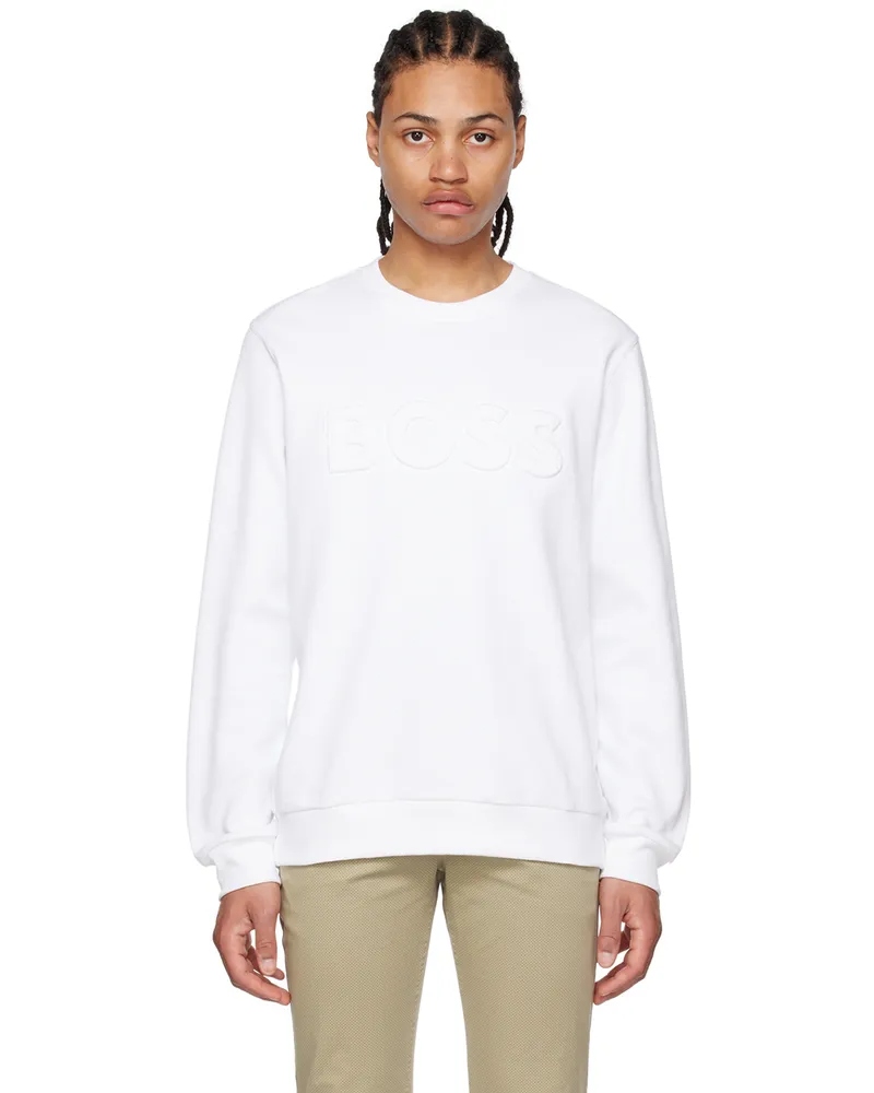 HUGO BOSS White Embossed Sweatshirt 100