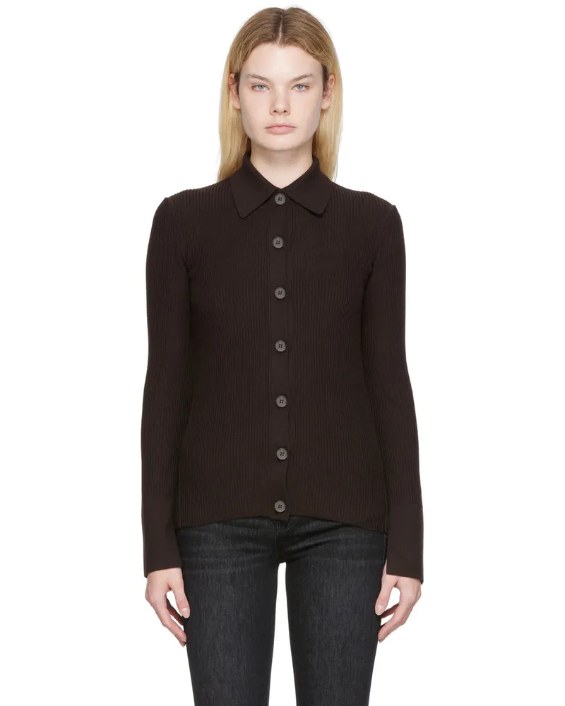Frame Denim Brown Slim Cardigan Americano