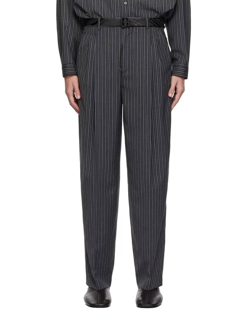 Marni Black Pinstripe Wool Trousers Stn99