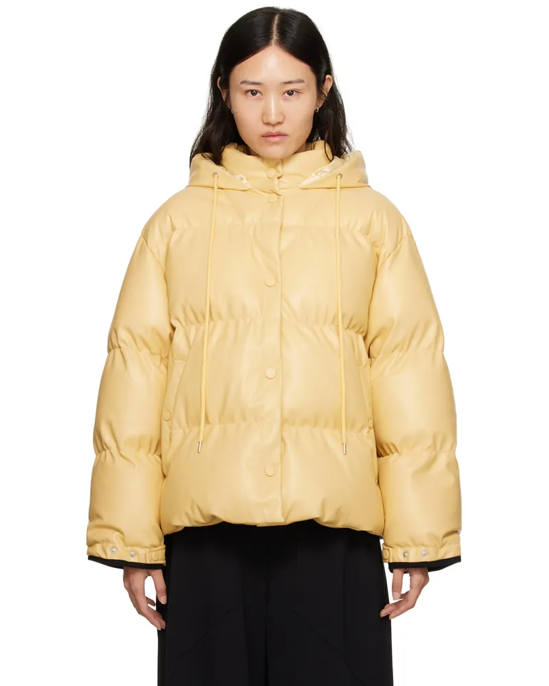 Stella McCartney Yellow Press-Stud Faux-Leather Puffer Jacket 9203