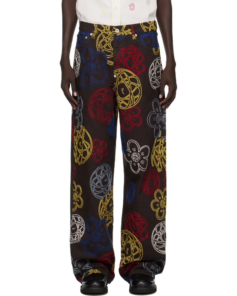 Kenzo Brown Kenzo Paris Futura 2000 Edition Embroidered Trousers Chocolate