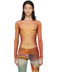 Jean Paul Gaultier Red & Orange Body Morphing Long Sleeve T-Shirt 3015-red