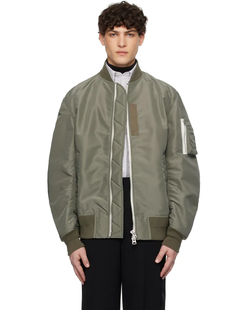 Sacai Khaki Nylon Twill Bomber Jacket 501