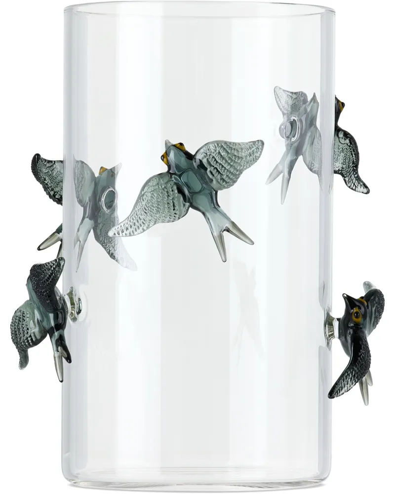 Maison Balzac Gray 'A Little Bird Told Me' Vase Clear