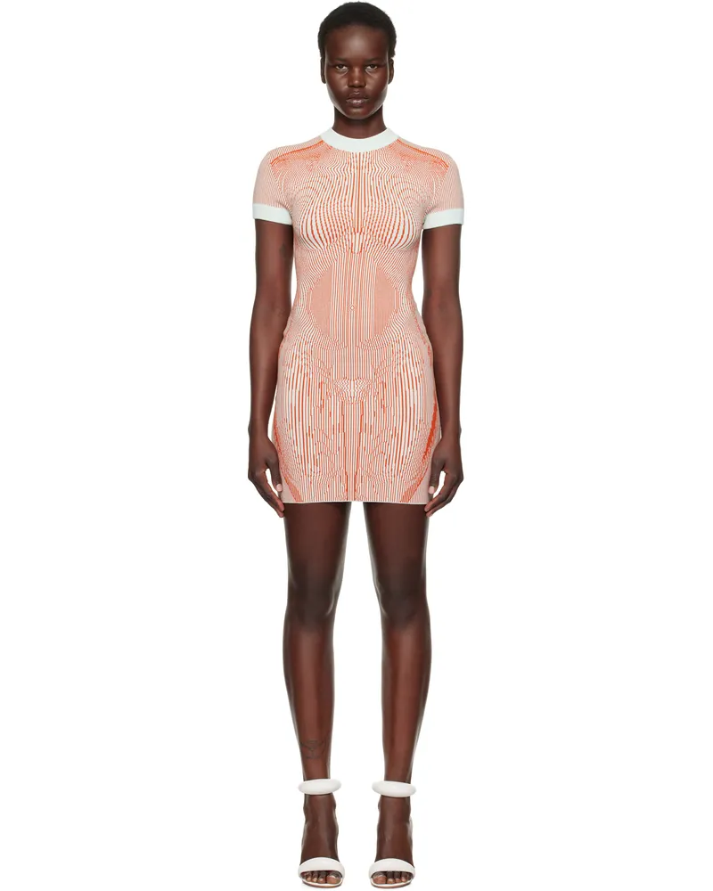 Jean Paul Gaultier Orange & Green 'The Morphing Pinstripes Jacquard' Minidress 4215