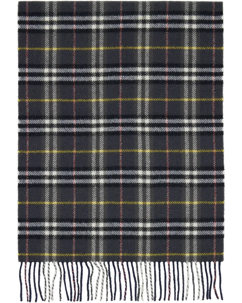 Burberry Navy Check British Wool Scarf Navy