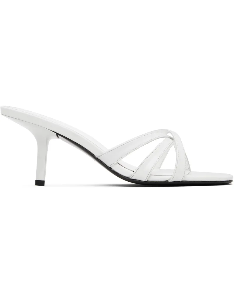 by FAR White Julie Creased Calf Leather Heeled Sandals Wh025