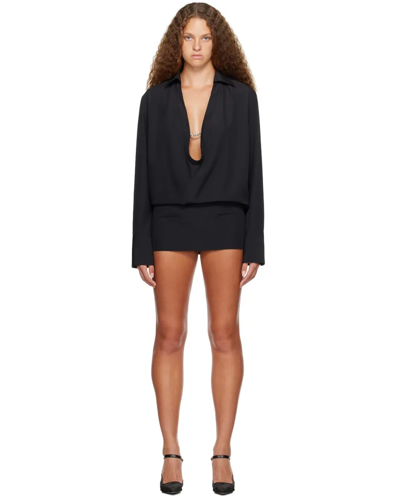 Dion Lee Black Circle Shirt Minidress Black