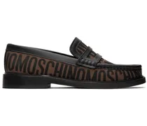 Brown & Black Logo Jacquard Loafers