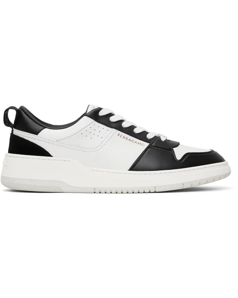Ferragamo Black & White Suede Patch Skate Sneakers Nero