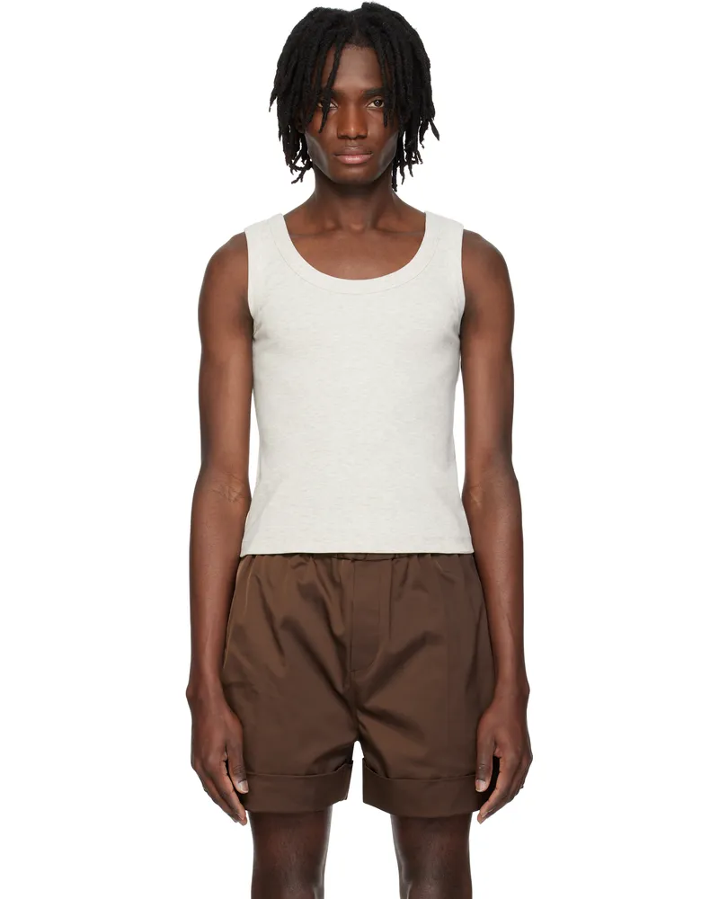 RECTO Gray Scoop Neck Jersey Tank Top Lg