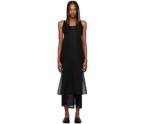 Black Semi-Sheer Midi Dress