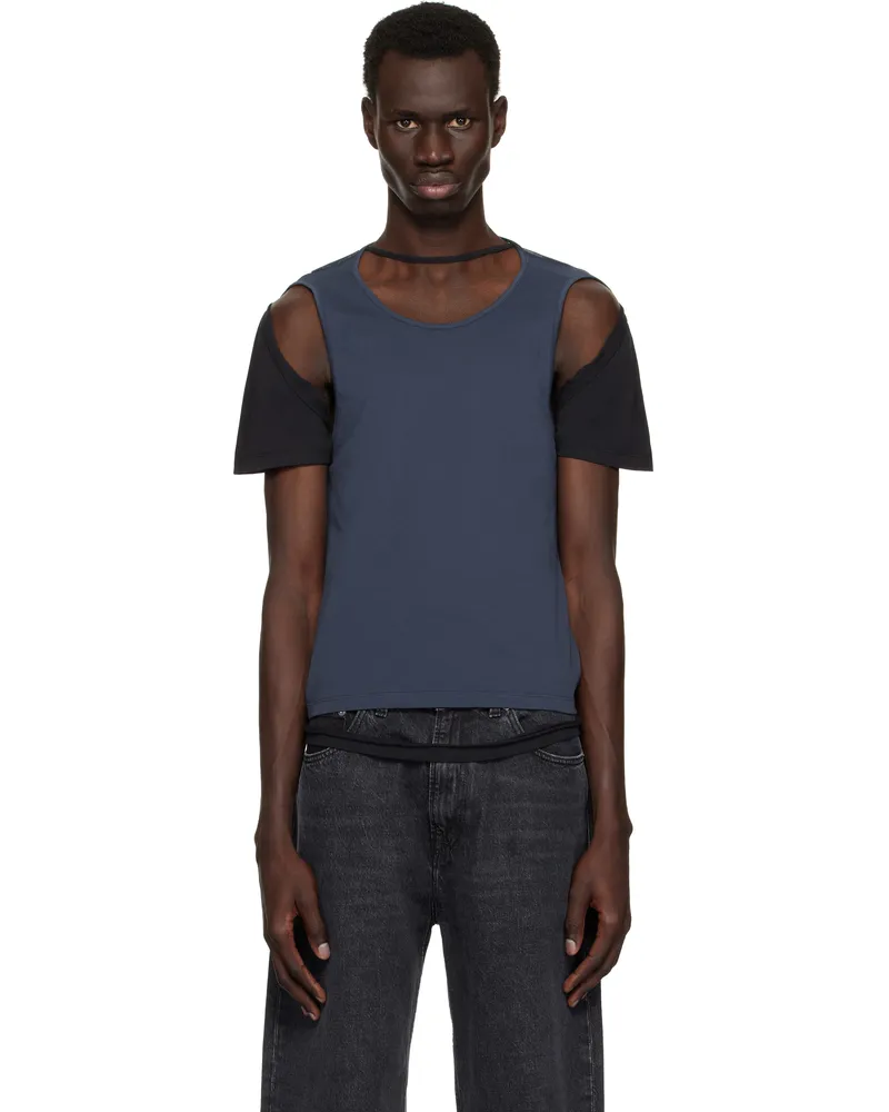 Eckhaus Latta Black & Navy Hugging T-shirt Blackberry