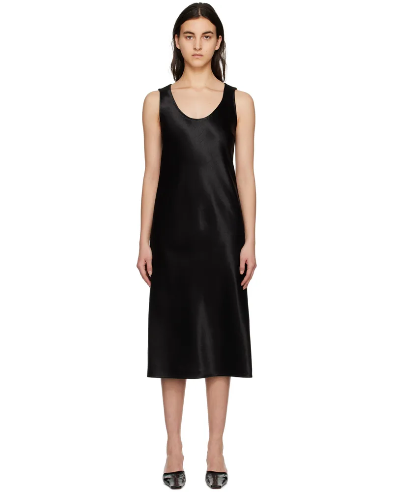 Theory Black Scoop Neck Midi Dress Black