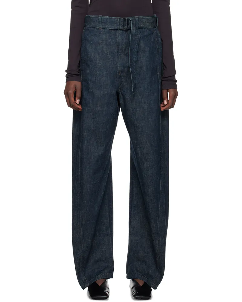 Christophe Lemaire Blue Twisted Belted Jeans Bl760