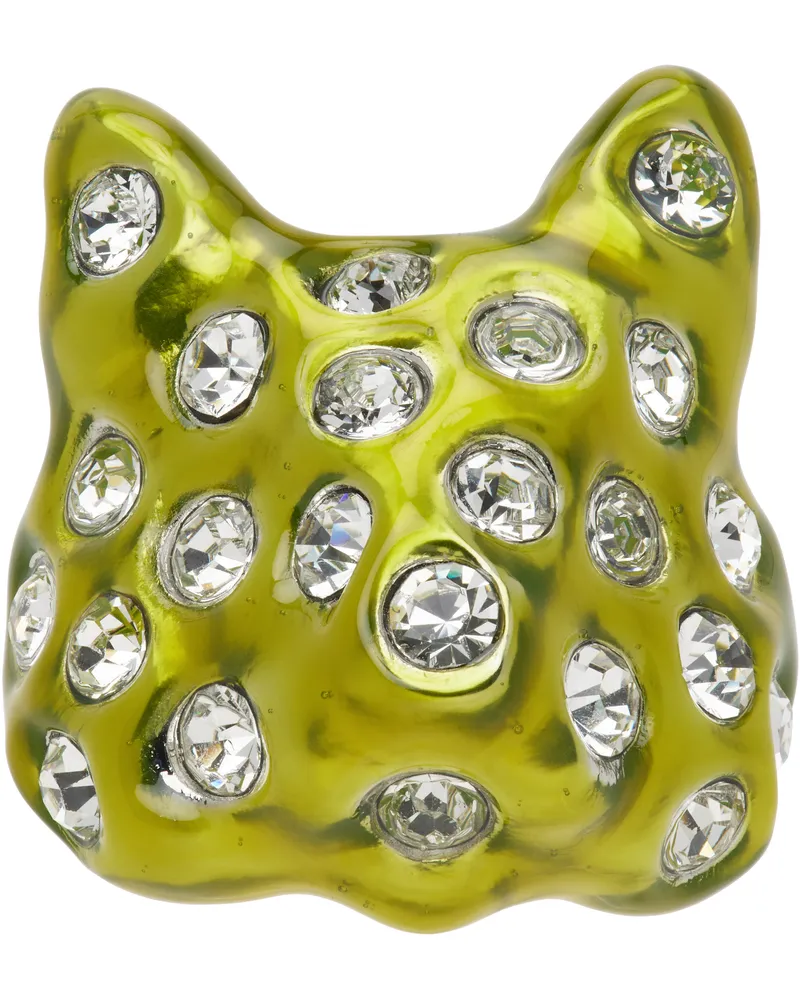 Collina Strada Khaki Puffy Bunny Ring Lime