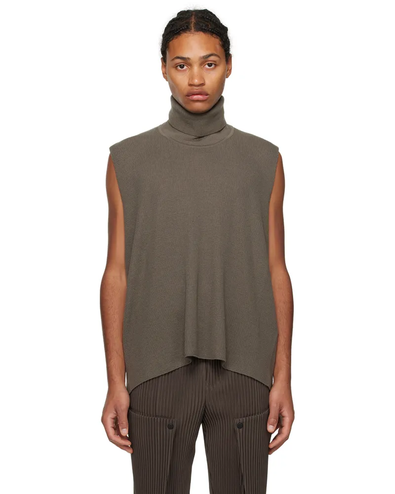 Issey Miyake Khaki Framework Vest 65-khaki