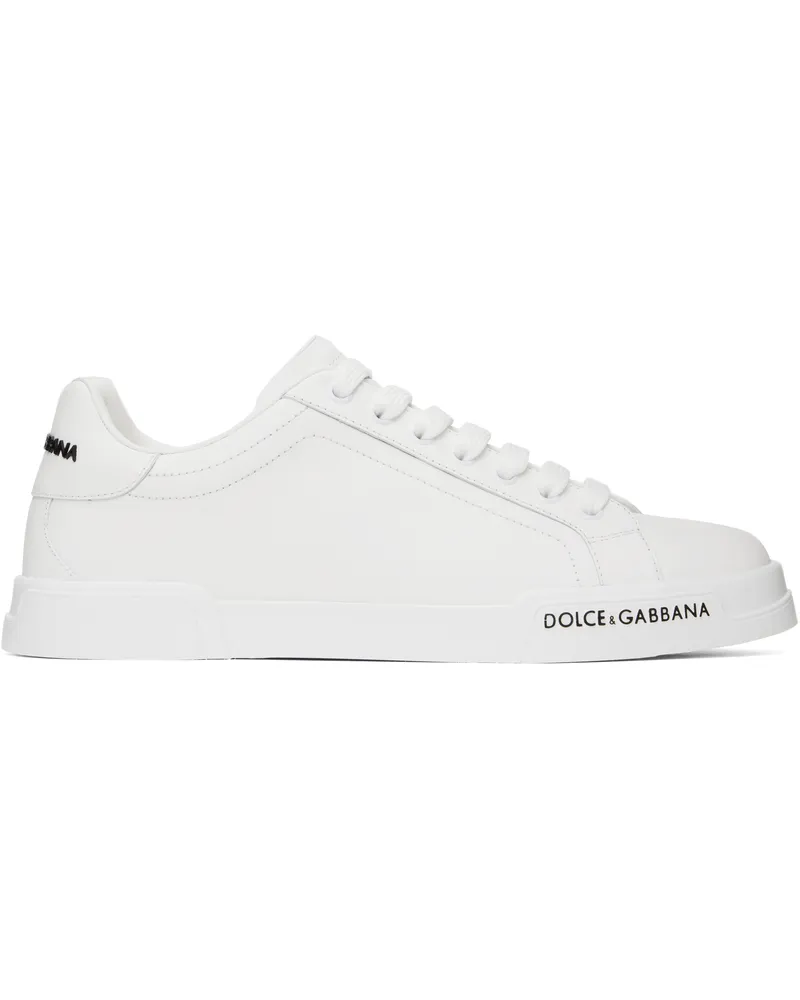 Dolce & Gabbana White Calfskin Nappa Portofino Sneakers 80001
