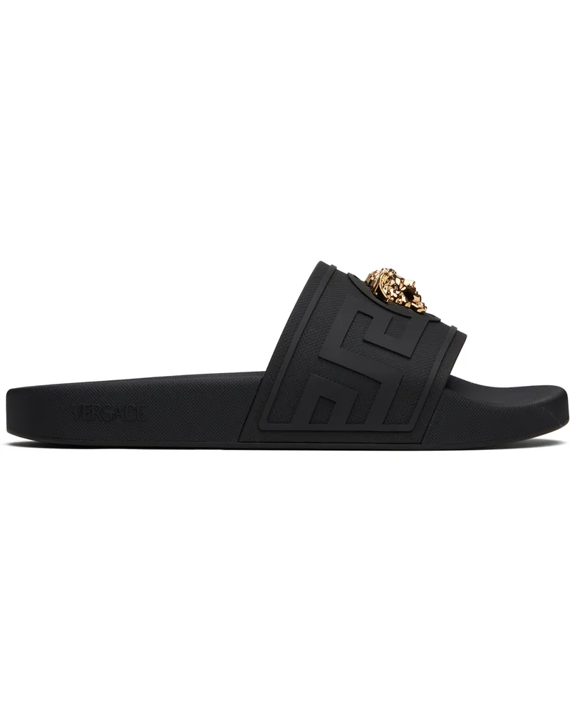 Versace Black 'La Medusa' Pool Slides 1b00v-black-versace