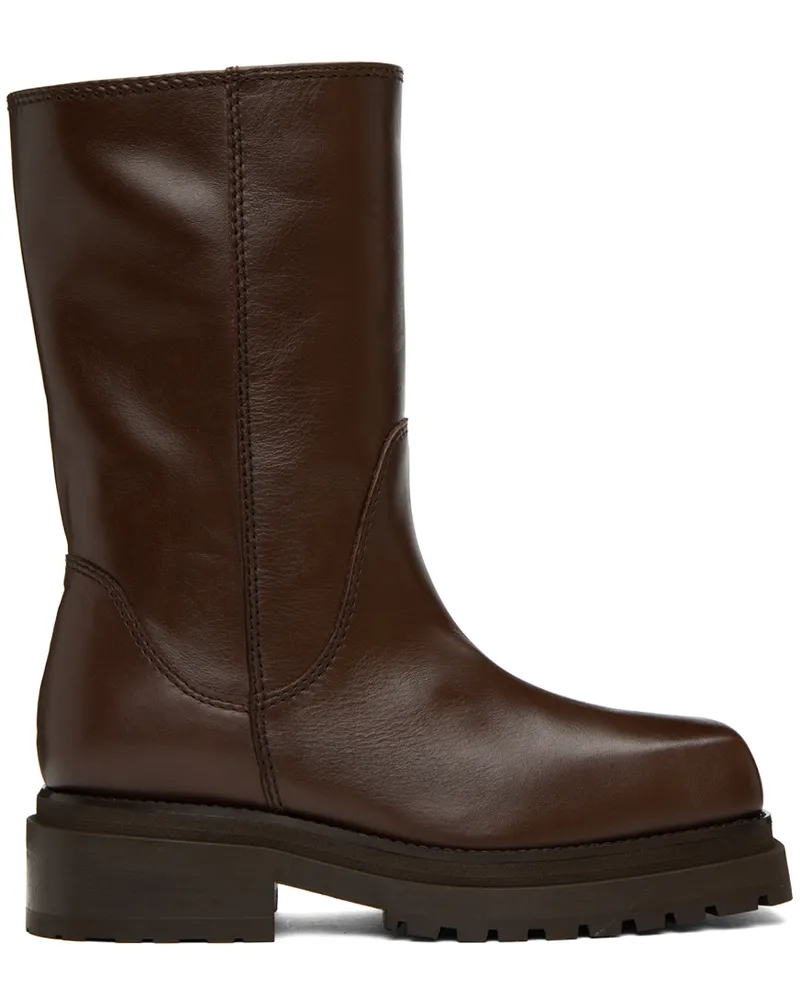 Eckhaus Latta Brown Stacked Boots Brown