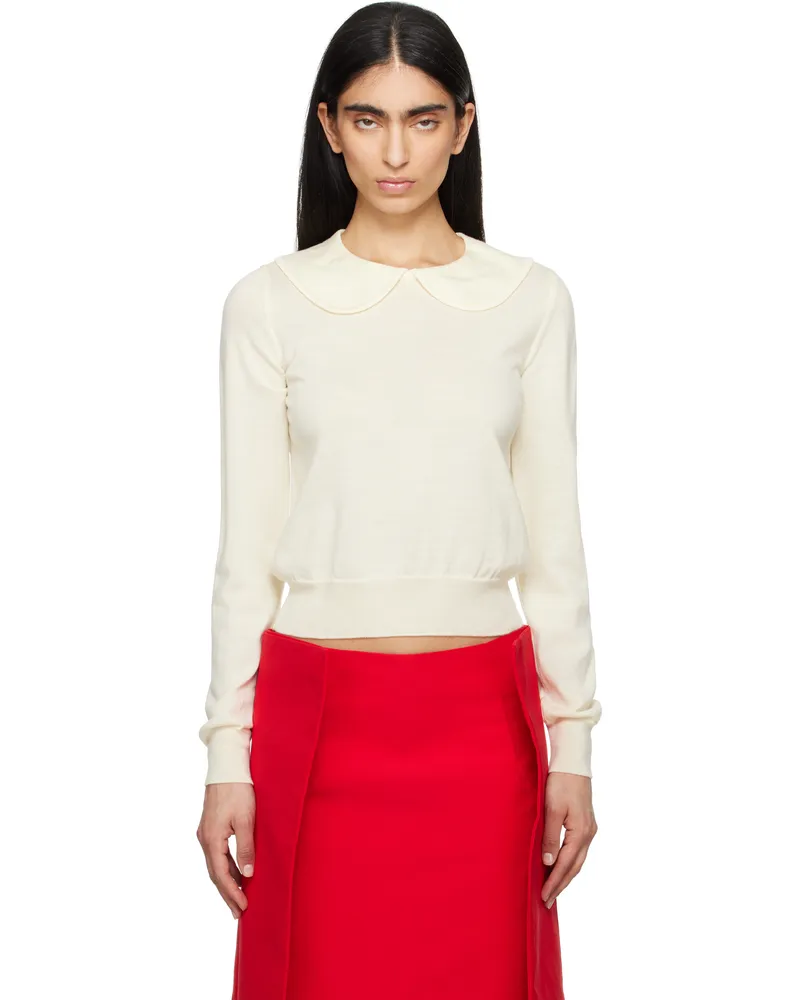 Comme des Garçons Yellow Intarsia Sweater White