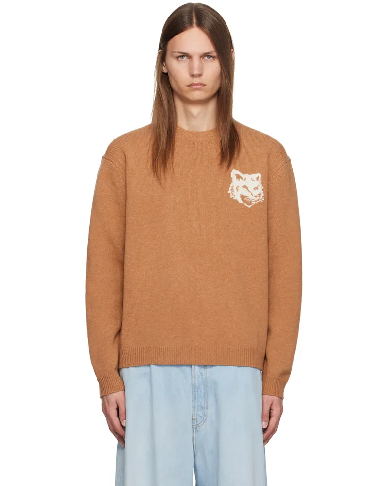 Kitsuné Tan Fox Head Intarsia Sweater P270