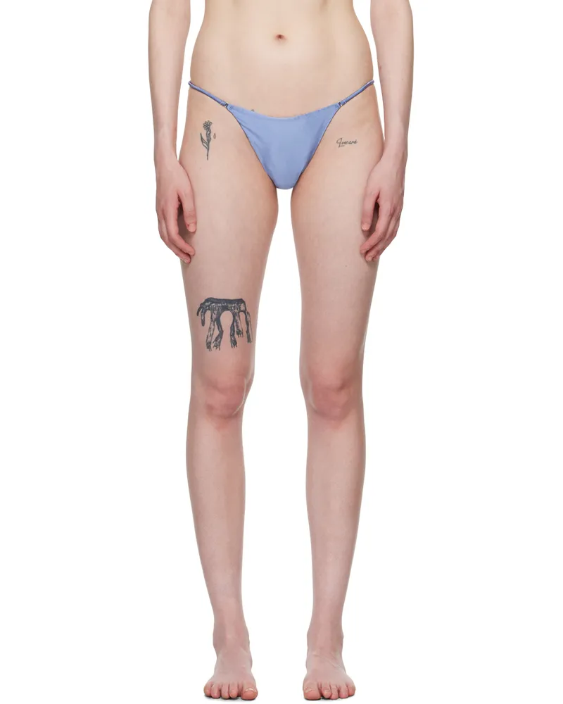 Fleur Du Mal Blue Chain Luxe Thong 0549