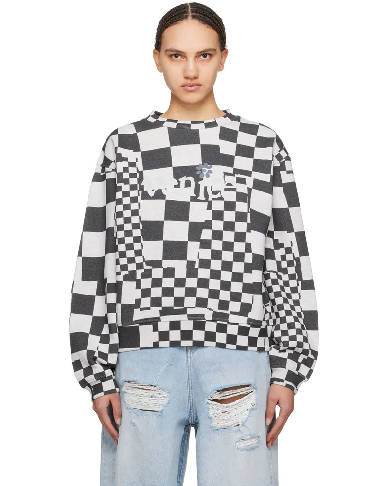 ERL Gray & Black Check Sweatshirt Checker