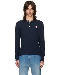 Casablanca Paris Blue Bouclé Polo Navy