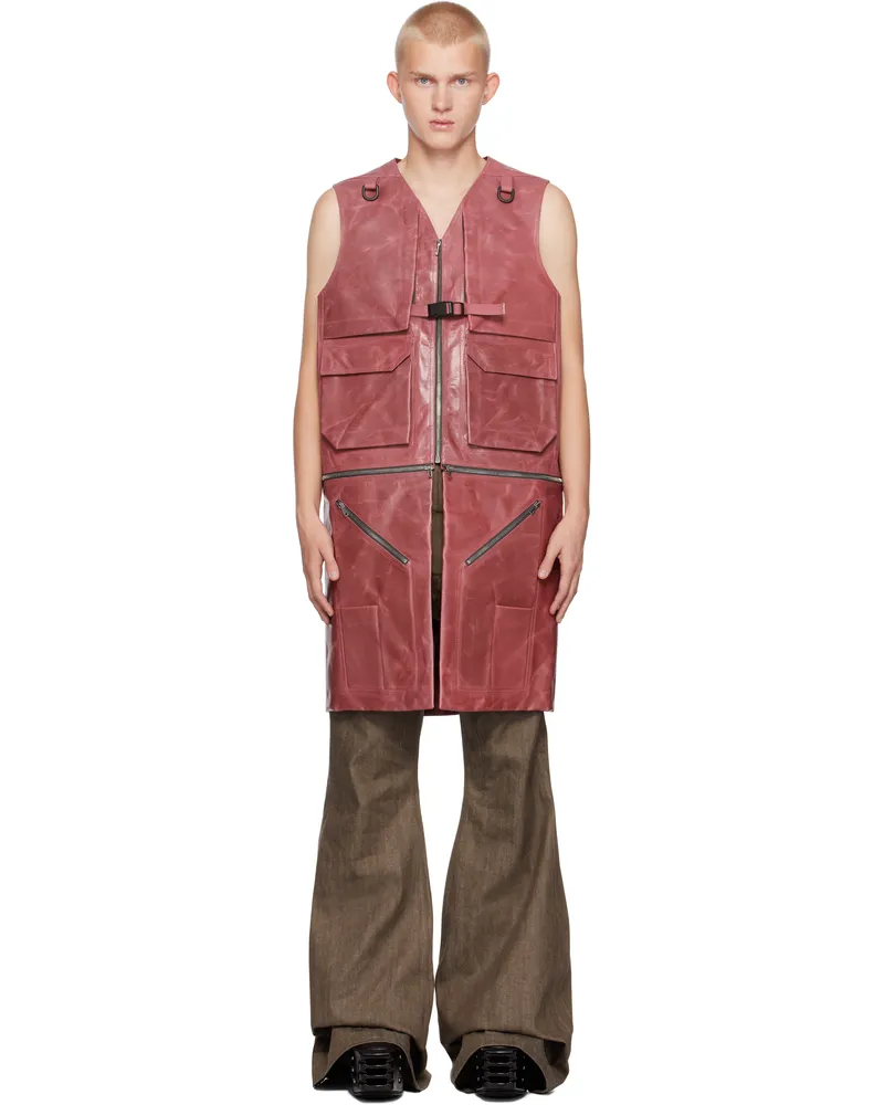 Rick Owens Pink Porterville Utility Leather Vest 23