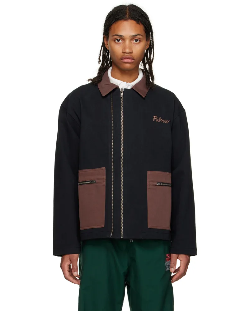 Palmes Navy Double Zip Jacket Black