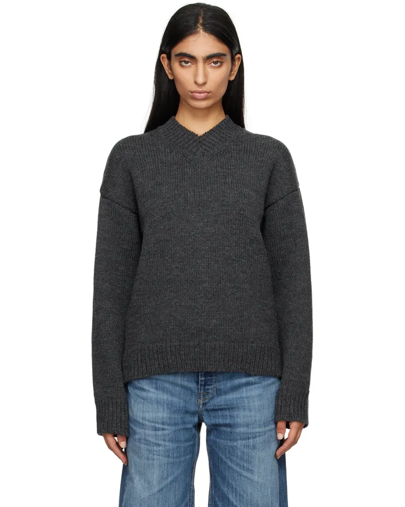 Our Legacy Gray Sonar V-Neck Sweater Ash