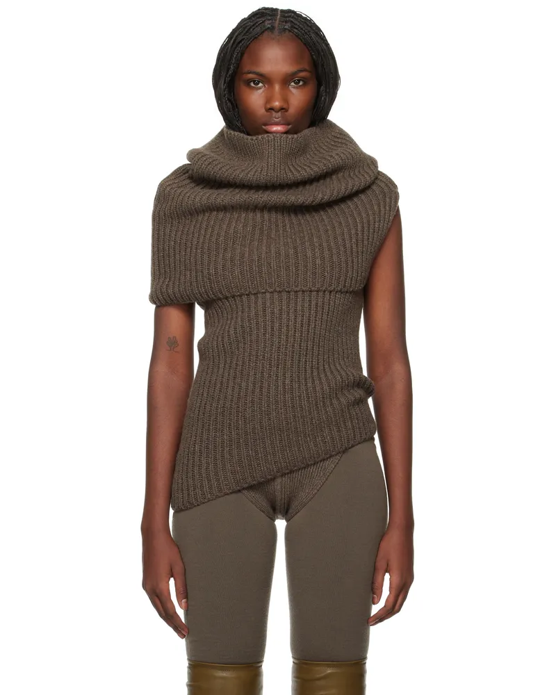 Rick Owens Gray Porterville Banded Turtleneck 34