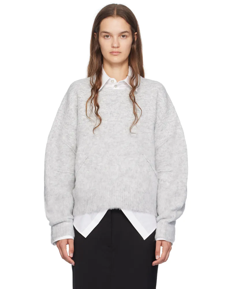 Helmut Lang Gray Brushed Apex Sweater Lt