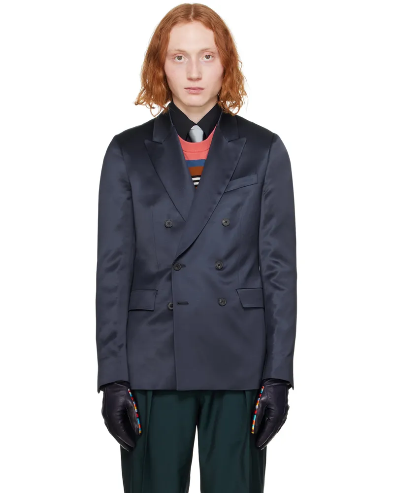 Paul Smith Navy Double-Breasted Blazer 49