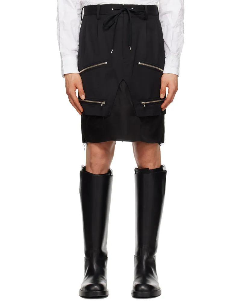 TheSoloIst Black Zip Skirt Black