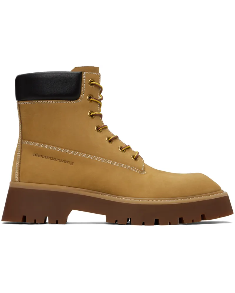 Alexander Wang Tan Throttle Lace-Up Ankle Boots Wheat