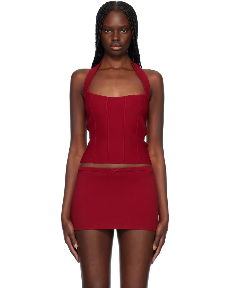 Mirror Palais Red 'The Knit' Halter Top Ruby