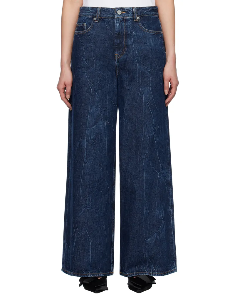 Ganni Navy Crinkled Future Denim Marri Jeans 566
