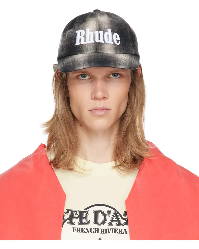 RHUDE Gray Flannel 6-Panel Cap Black