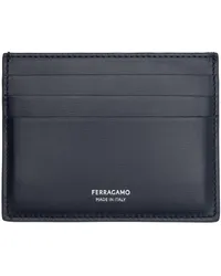 Ferragamo Navy Stamped-Logo Card Holder Midnight