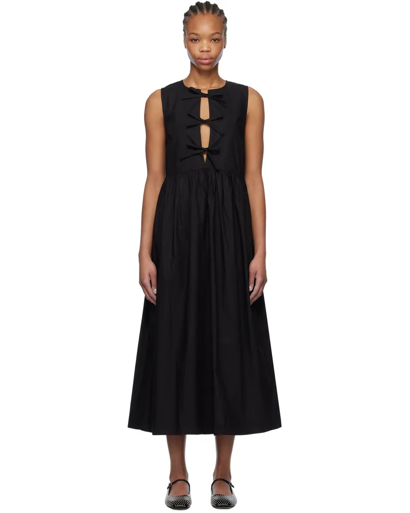 Ganni Black Cotton Poplin Midi Dress 099