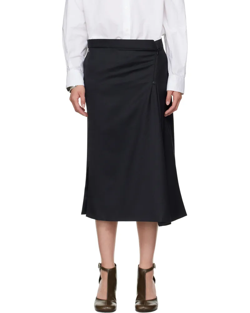 BLESS Navy Wrap Midi Skirt Dark